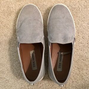 Grey Steve Madden Slip Ons Sz 8.5